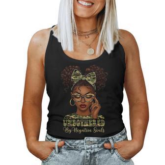 Unbothered By Negative Souls Black Girl Woman Camouflage Bow Women Tank Top - Thegiftio UK