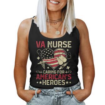 Va Nurse Caring For America's Heroes Veterans Day Usa Heart Women Tank Top - Thegiftio UK