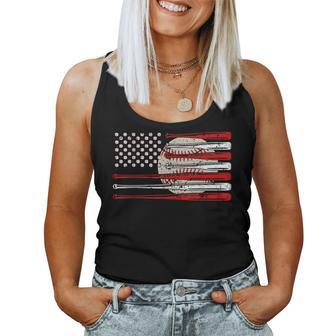Vintage Baseball American Flag Usa For Dad Mom Women Tank Top - Monsterry