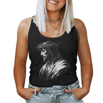 Vintage Face Of Jesus Christ Christian Faith Women Tank Top - Thegiftio UK
