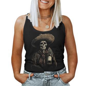 Vintage Skeleton Tequila Mexico Dia De Los Muertos Mexican Women Tank Top - Monsterry