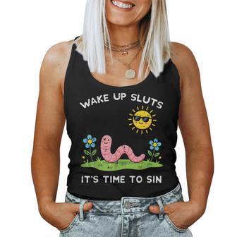 Wake Up Time To Sin Worm Inappropriate Men Women Tank Top - Thegiftio UK