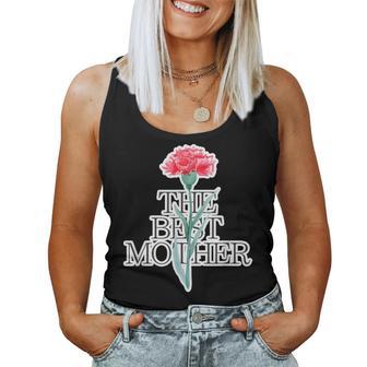 カーネーション The Best Mother 最高の母親【母の日】ピンク《ポップ フォント》メッセージ レディースタンクトップ - Kawaiitshirt