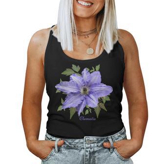 クレマチス 花 ボタニカル パープル フラワー レディースタンクトップ - Kawaiitshirt