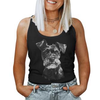 シュナウザー 顔 かわいい 犬好き 男性 女性 黒 白 レディースタンクトップ - Kawaiitshirt