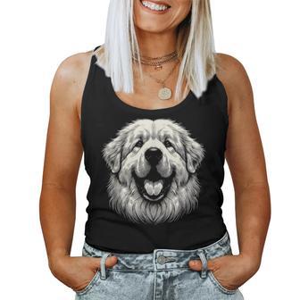 女性と男性のためのグレート ピレニーズ犬の顔のアート デザイン レディースタンクトップ - Kawaiitshirt
