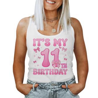 11Th Birthday For Girls Coquette Bow 11 Year Old Women Tank Top - Thegiftio UK
