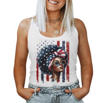 4Th Of July Black African American Afro Patriotic Women Tank Top - Thegiftio UK