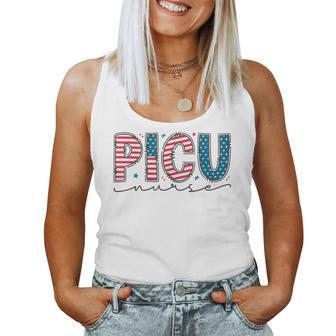 4Th Of July Picu Nurse Pediatric Intensive Care Unit Nurse Women Tank Top - Thegiftio UK
