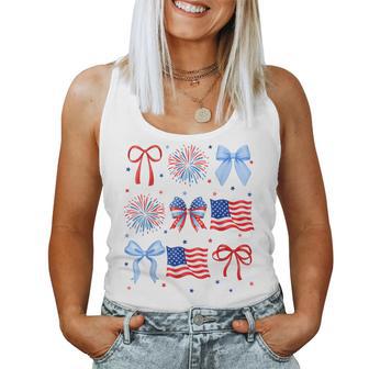 4Th Of July Usa Flag Coquette Firework Us America Girl Women Tank Top - Thegiftio UK