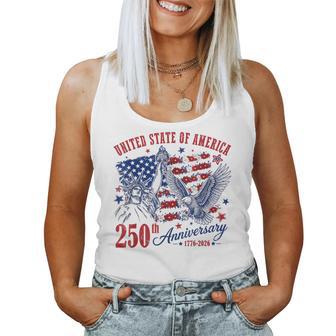 America Usa 250Th Anniversary Liberty Statue Floral Flag Women Tank Top - Thegiftio UK