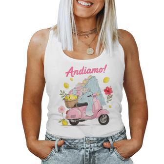Andiamo Italian Scooter Lemon Flower Italy Travel Souvenir Women Tank Top - Thegiftio UK