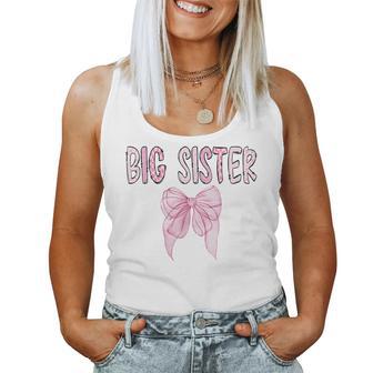 Big Sister Birthday Girl Matching Coquette Pink Bow Women Tank Top - Thegiftio UK
