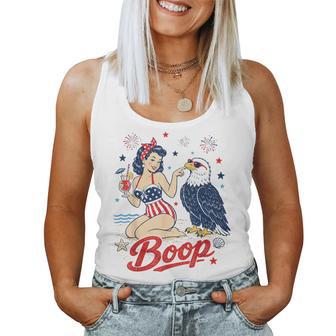 Boop Vintage Usa Girl And Eagle Patriotic Women Tank Top - Thegiftio UK