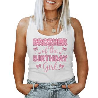 Brother Of Birthday Girl Coquette Bow Party Family Matching Women Tank Top - Thegiftio UK