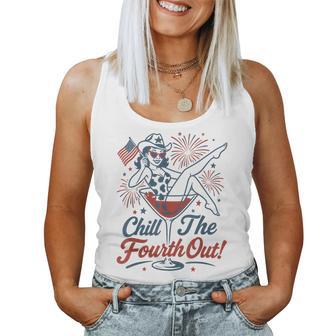 Chill The Fourth Out 4Th Of July Girl Martini Glass Women Tank Top - Thegiftio UK