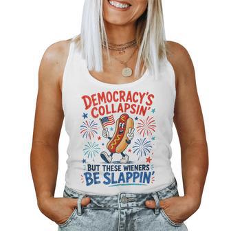 Democracy Collapsing Hot Dog Sarcastic Wieners Be Slapping Women Tank Top - Thegiftio UK