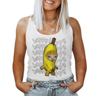 Feliz Plátano Gato Meme Bananacat Feliz Gatito Amantes De Gatos Meme Camiseta sin mangas para mujer - Regaloses