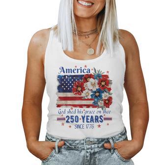 Floral America Flag 4Th Of July Independence Day 1776 2026 Women Tank Top - Monsterry