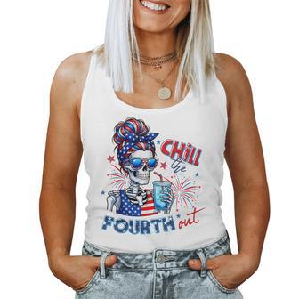 Chill The Fourth Out Skeleton Usa 4Th Of July Women Women Tank Top - Monsterry