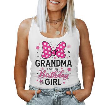 Grandma Of The Birthday Girl Cute Pink Bow Family Matching Women Tank Top | Seseable UK