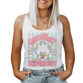 Guess What Chicken Butt Cute Stripes Chicken Meme Women Tank Top - Thegiftio UK