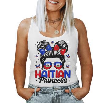 Haitian Princess Messy Bun Haitian Flag Day Girl Women Tank Top - Thegiftio