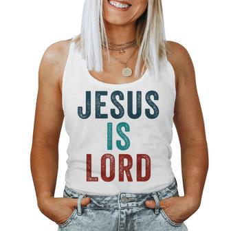 Jesus Is Lord – Christian Faithintage Born-Again Graphic レディースタンクトップ - Kawaiitshirt