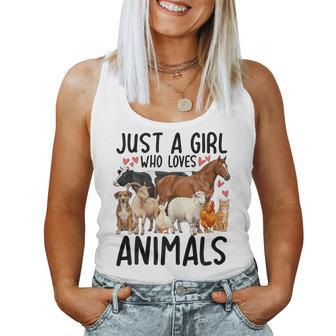 Just A Girl Who Loves Animals Dog Cat Horse Goat Cow Duck Women Tank Top | Seseable UK
