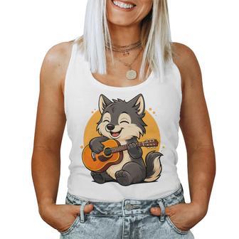 Loup Jouant De La Guitare Graphique Loup Garçons Filles Amateurs De Guitare Haut De Gamme Débardeur pour femme - Cadeauxyz