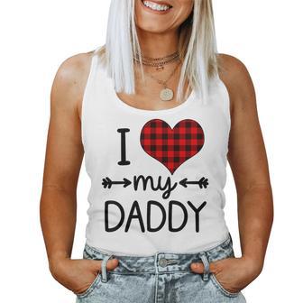 I Love My Daddy Baby Girl Fathers Day Toddler Heart Plaid Women Tank Top - Thegiftio UK