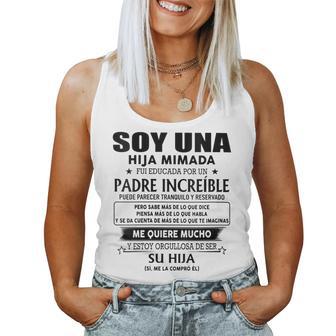 Oy Una Hija Mimada Fui Educada Por Un Padre Increíble Puede Cuello Camiseta sin mangas para mujer - Regaloses