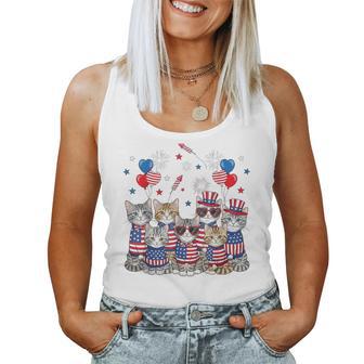 Patriotic Cats American Flag 4Th Of July Girls Cat Women Tank Top - Thegiftio UK