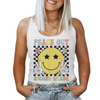 Peace Out Second Grade Graduation Smile Face Last Day School Women Tank Top - Thegiftio