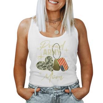 Proud Army Mom Camouflage Mother's Day Dog Tag Us Flag Women Women Tank Top - Thegiftio UK