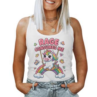 Rage Consumes Me Sarcastic Unicorn Girls Women Tank Top - Thegiftio UK