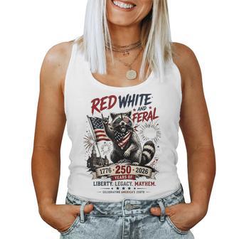 Red White Feral Raccoon America 250Th Patriotic Women Women Tank Top - Thegiftio UK