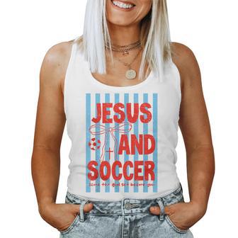 Retro Preepy Jesus And Soccer Reglious Man Boy Girl Women Tank Top - Thegiftio UK
