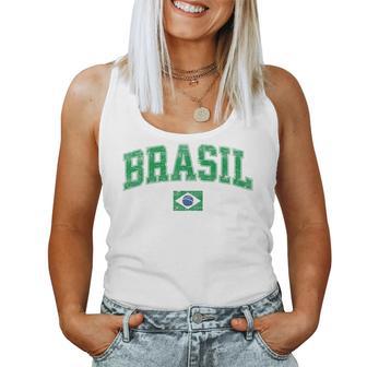 Retro Vintage Brasil Kids Flag Of Brazil Women Tank Top - Thegiftio UK