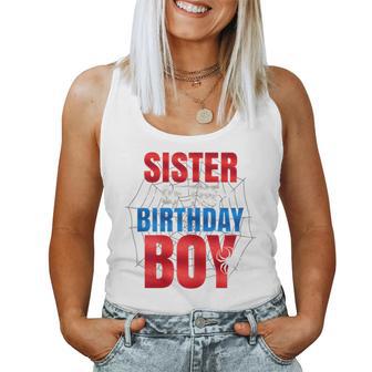 Sister Of The Birthday Boy Matching Family Spider Web Women Tank Top | Seseable UK