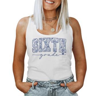 Sixth Grade Blue Floral Back To School Teachers Girls Kids Women Tank Top | Seseable UK