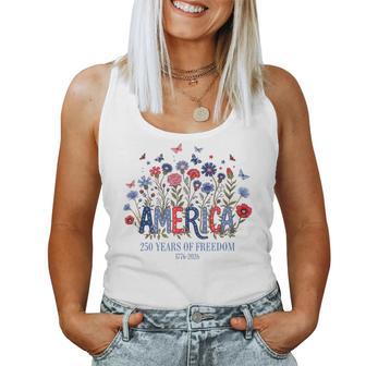 Usa 250Th Anniversary 1776-2026 Floral Patriotic Apparel Women Tank Top - Thegiftio UK