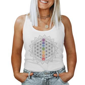 チャクラのシンボルと生命の花、神聖な幾何学曼荼羅。 レディースタンクトップ - Kawaiitshirt