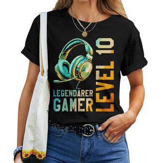 10 Geburtstag Junge Mädchen Nager Level 10 Jahre Gamer T-shirt Frauen - Seseable