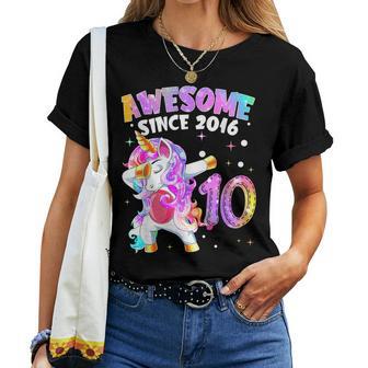 10E Anniversaire Licorne Fille 10 Ans Génial Depuis 2016 T-shirt femme - Cadeauxyz