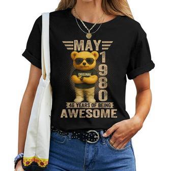 46歳 1980年5月 テディベア 46歳 誕生日 男性 女性 レディースTシャツ - Kawaiitshirt