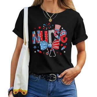 4Th Of July Nurse American Flag Fourth Of July Nurse Women T-shirt | Seseable UK