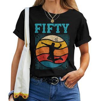 50歳の誕生日 レトロ バドミントン 50歳 男性 女性 レディースTシャツ - Kawaiitshirt