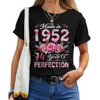 74 Year Old Made In 1952 Floral 74Th Birthday Women Women T-shirt - Seseable