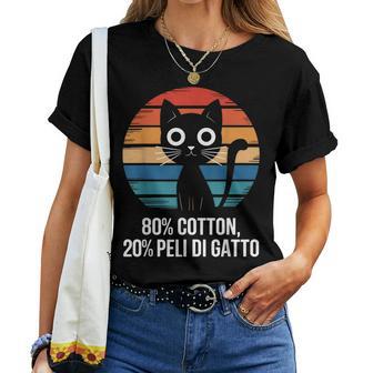 80 Cotton 20 Peli Di Gatto Regalo Per Mamma Gatto Retro Maglietta da donna - Novitaregali